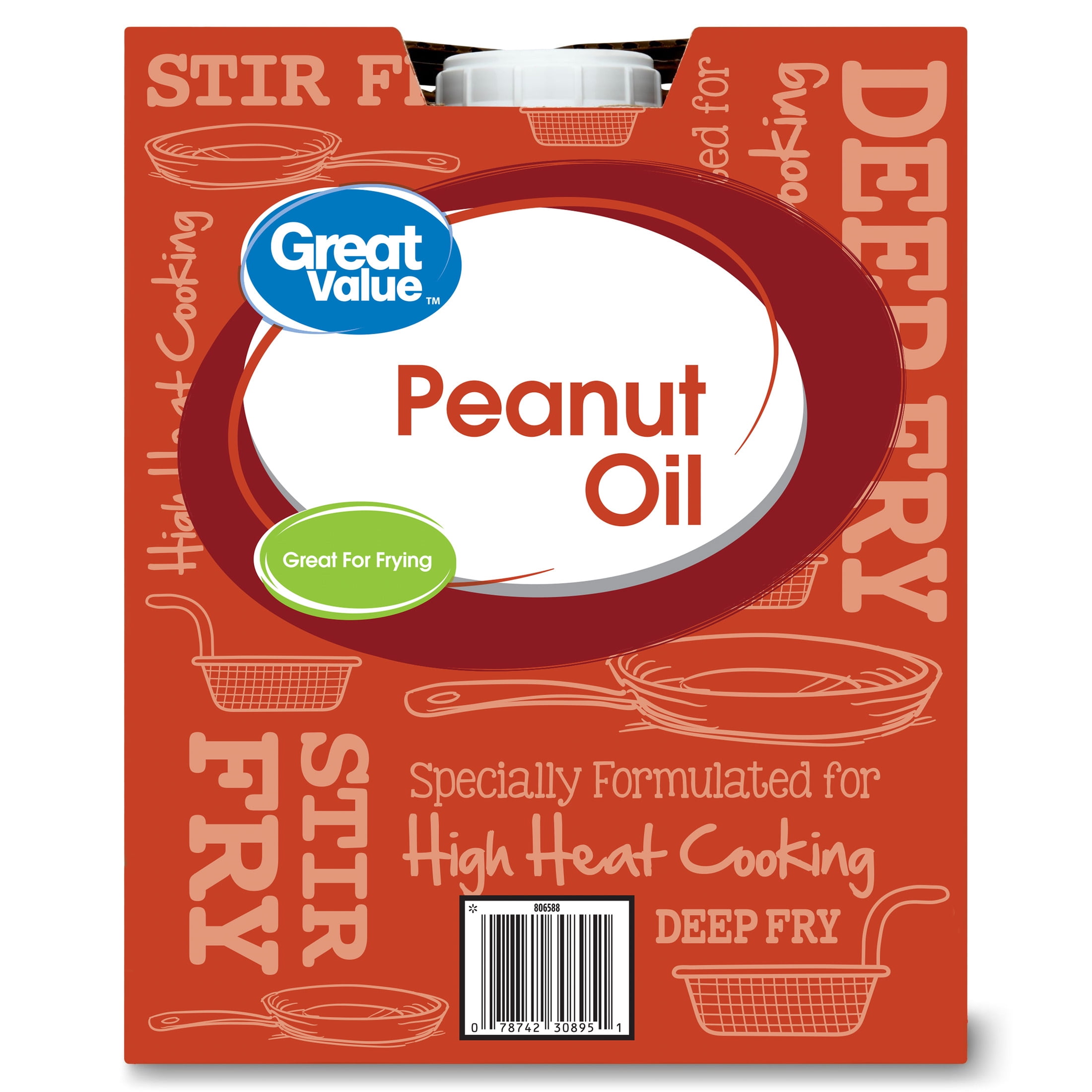 (3 pack) Great Value Peanut Oil, Heart Healthy and Versatile, 3 Gallon Bottle