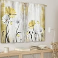 thumbnail image 3 of Rustic Farmhouse Yellow Daisy Kitchen Curtains Watercolor Floral Flower Small Short Cafe Window Curtains Butterfly Country Bathroom Drapes Treatment Tier Curtains 2 Panels (27.5x36 Inch), 3 of 6