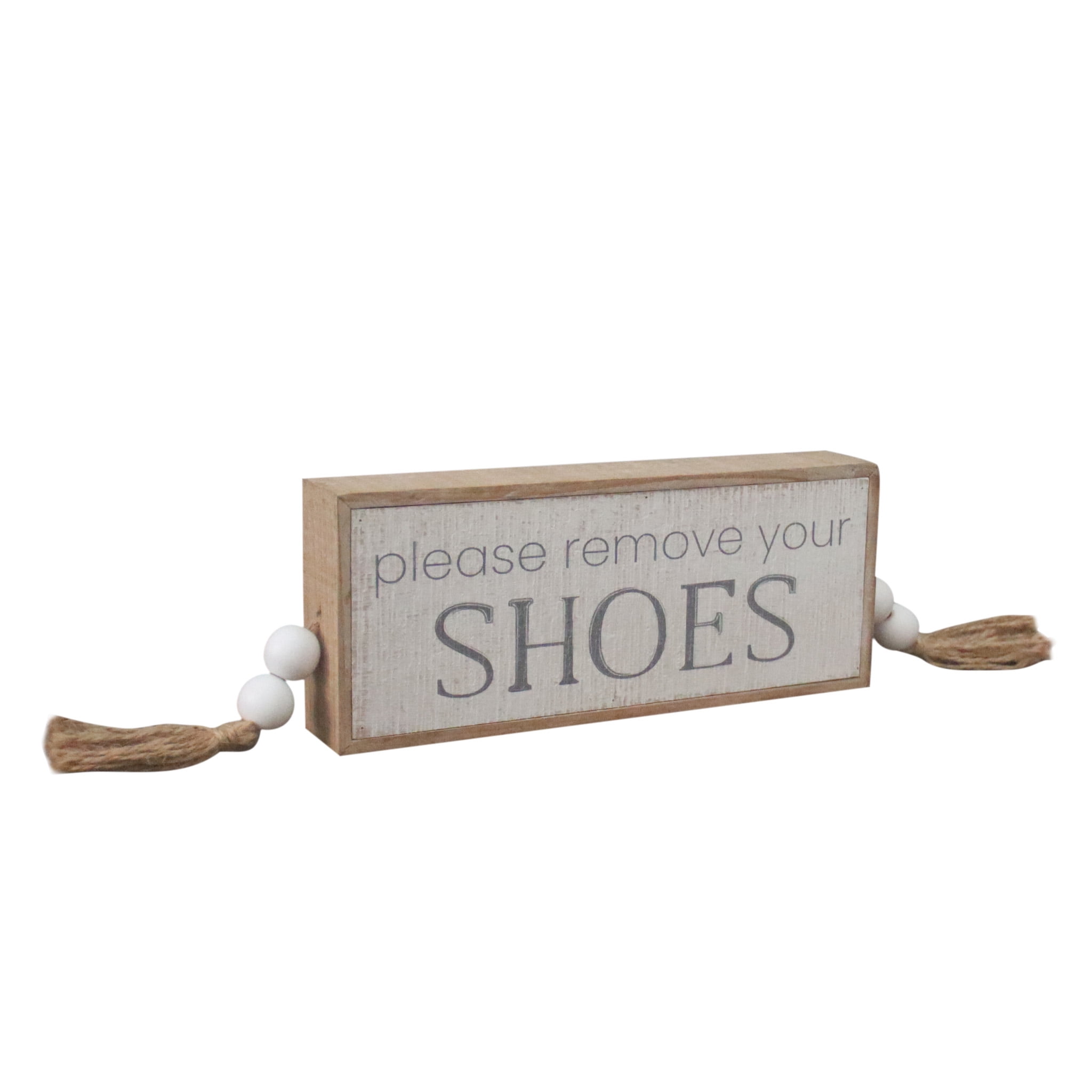 Parisloft Please Remove Your Shose Solid Wooden Box Sign with Tassel ...