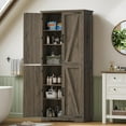 thumbnail image 5 of Storage Cabinet, Kitchen Cabinet with Adjustable Shelves, Pantry Cabinets with Barn Doors, Freestanding Cupboard for Kitchen, Dining Room, Living Room, Dark Walnut, 5 of 16