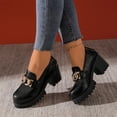 thumbnail image 6 of Xfvqtps Womens Loafer Heels Round Toe Chunky Heel Slip on Casual Comfort Shoes Vintage Office Work Fashion Pumps Shoes, 6 of 9