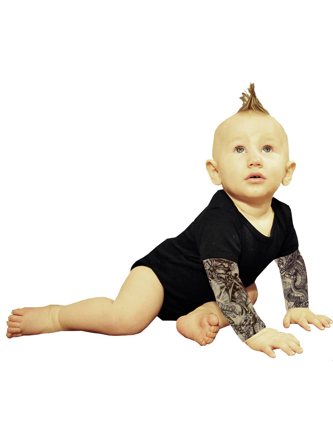 Sunflower Wild Rose Baby Girls Tattoo Sleeve Shirt Pink