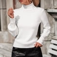 thumbnail image 3 of Duoif Sweaters for Women Trendy Women's Solid Color Pullover Crew Neck Sweater Stripe Knit Fashion Sweater Women's Sweaters Womens Tops White XL, 3 of 8