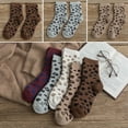 thumbnail image 5 of XISAOK 5 Pairs Women Novelty Cotton Crew Socks Spotted Leopard Animal Pattern Terry Thick Warm Vintage Tube Hosiery Stockings, 5 of 16
