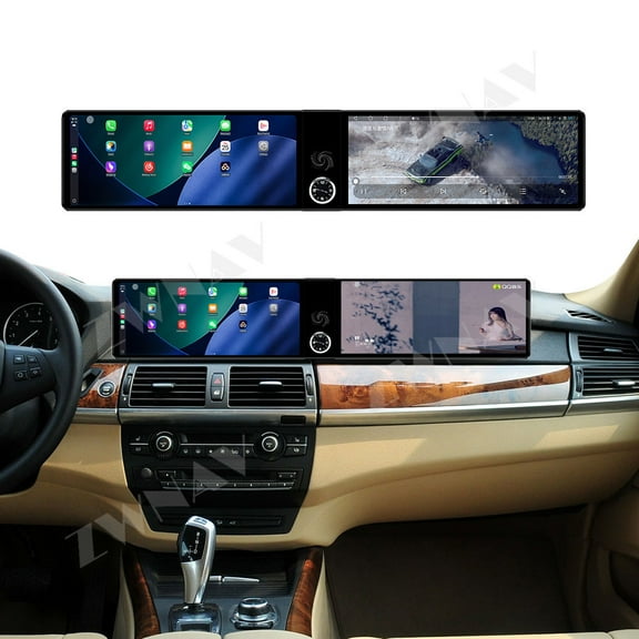 ZWNAV Dual 12.3 inch Screen Carplay Android 14 Car GPS Navigation for BMW X5/X6 2008-2010 CCC Head Unit Multimedia Player Car Radio