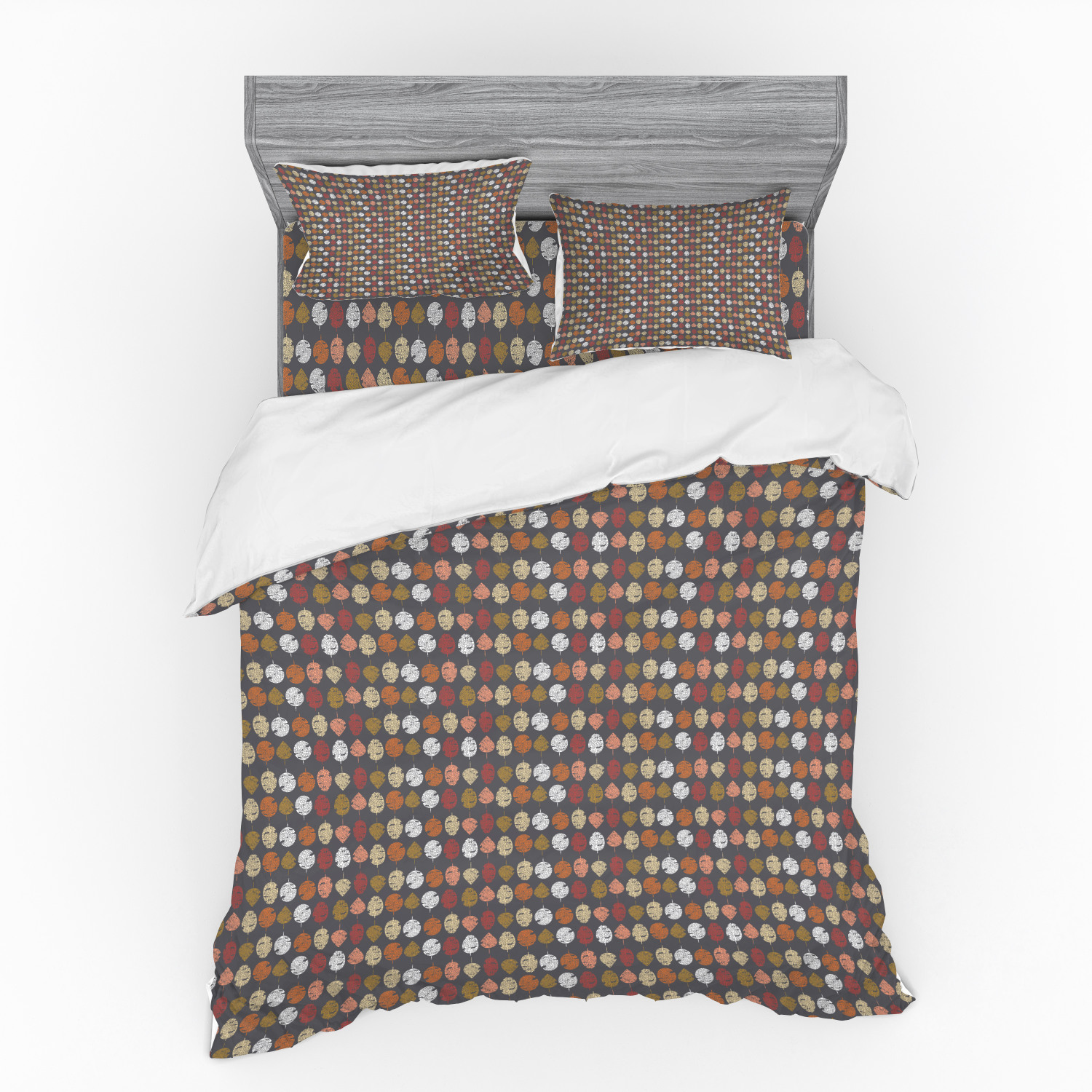 Leaf Duvet Cover Set, Autumnal Tones Fall Foliage Mosaic ...