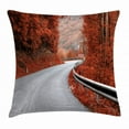 thumbnail image 1 of Fall Decorations Throw Pillow Cushion Cover, Dreamy Asphalt Road with Mid Fall Colors Nobody Surreal Highway Travel Photo, Decorative Square Accent Pillow Case, 16 X 16 Inches, Grey Red, by Ambesonne, 1 of 2