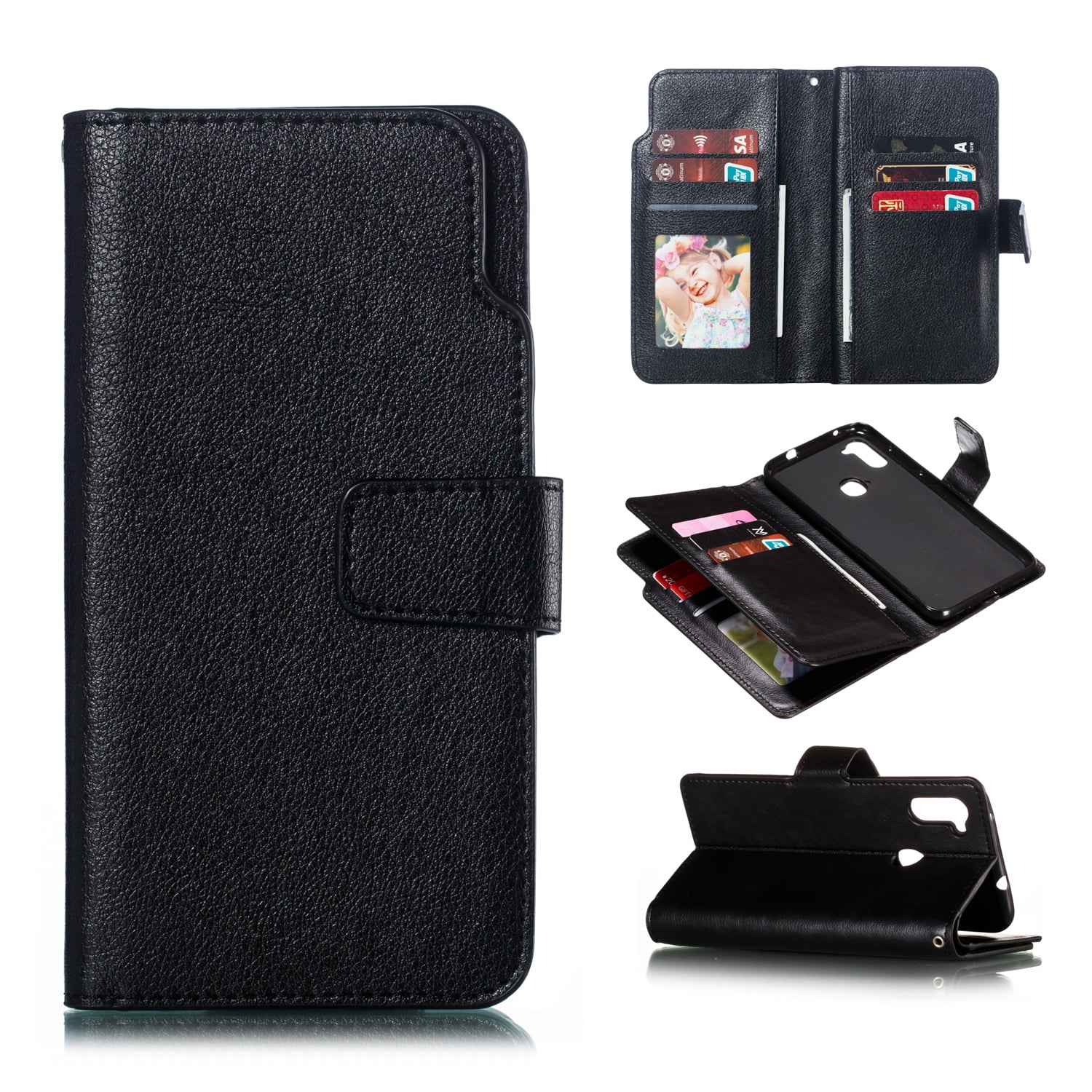 TPU Protective Case with Card Slots & Wallet & Photo Frame & Lanyard All buttons and ports are accessible. Shockproof PC Black Good helper for work and life For Huawei Y6 Color : Brown 2019