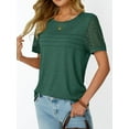 thumbnail image 3 of Short Sleeve Shirts for Women Summer Tops 2025 Spring Lace Dressy Casual Top Cute T-Shirt Work Outfits Blouses, 3 of 5