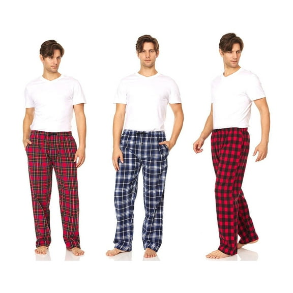 DARESAY 3 Pack: Plaid Pajama Pants For Men – Mens Flannel Pajama Pants - Mens PJ Pants With Pockets & Button Fly (Up To 3XL)