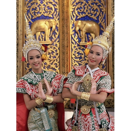 Portrait of Two Dancers in Traditional Thai Classical Dance Costume, Thailand Print Wall Art By Gavin Hellier