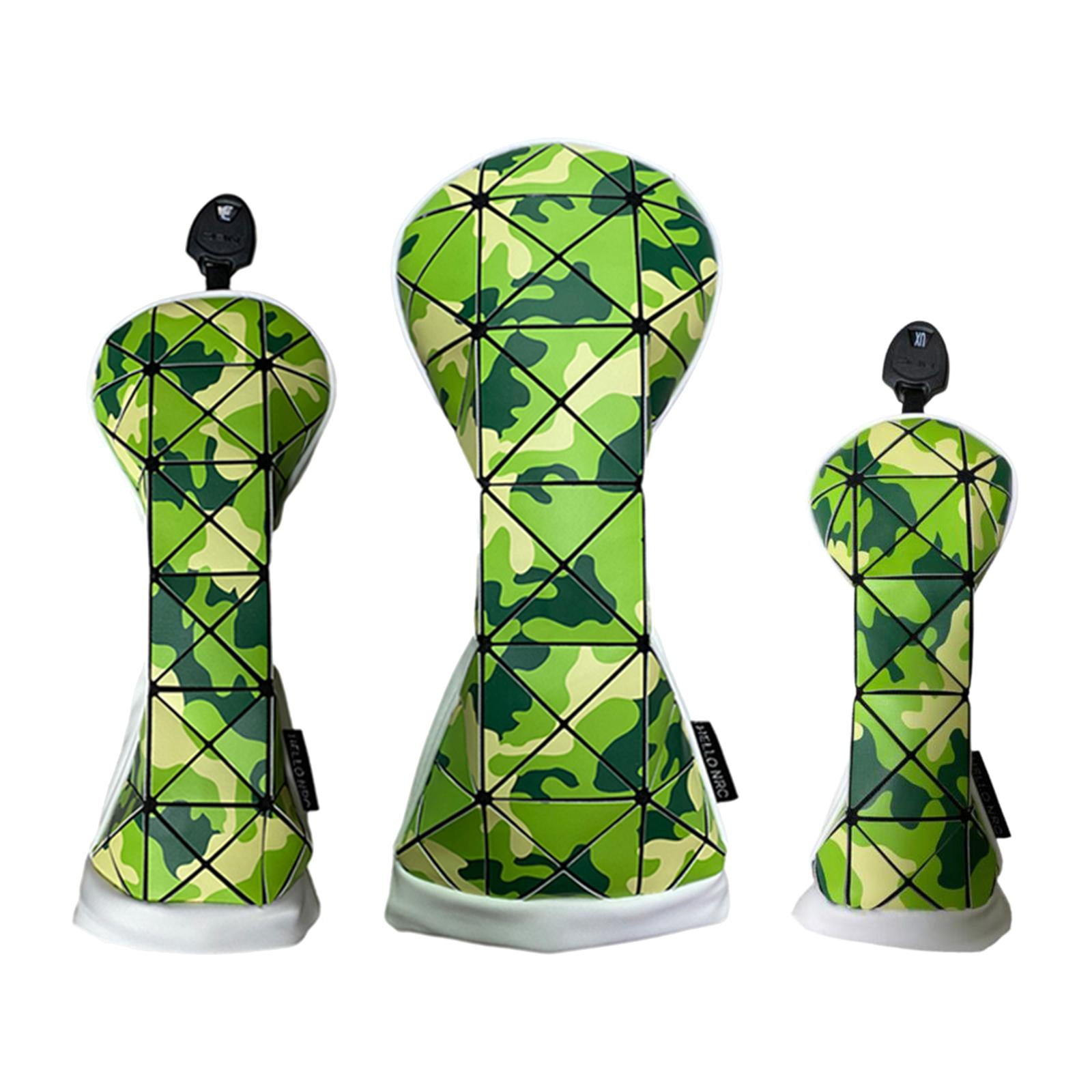 funtasica Golf Headcover Golf Club Head Covers PU Leather Long Neck Fairway Wood Cover Durable Golf Driver Head Covers Golfer Equipment 3pcs Green