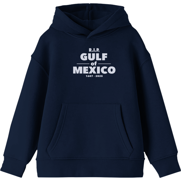 RIP Gulf of Mexico 1607-2025 Youth Navy Blue Long Sleee Hoodie-Medium