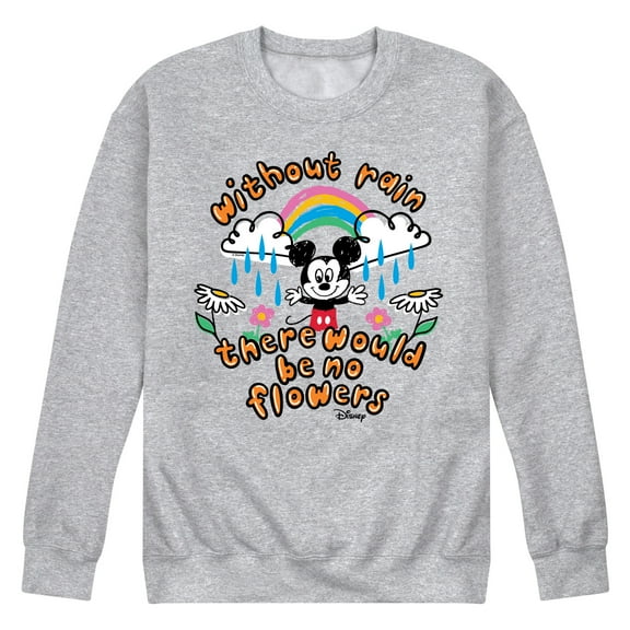 Disney - Mickey Mouse - Without Rain There Would Be No Flowers - Men's Crew Neck Fleece Pullover