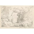 thumbnail image 2 of Felix Meyer 18x14 Black Ornate Wood Framed Double Matted Museum Art Print Titled - Landscape with a Natural Arch and a Waterfall (17th-Early 18th Century), 2 of 5