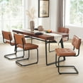 thumbnail image 3 of ONEVOG 19.3'' Mid-Century Modern Dining Chairs Set of 2, Faux Leather Cantilever Kitchen Chairs with Matt Black Legs for Kitchen Dining room, Brown, 3 of 9