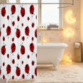 thumbnail image 3 of Erosebridal Vintage Ladybug Shower Curtain 72Wx78L,Watercolor Wildlife Bath Curtain,Black Red, 3 of 5
