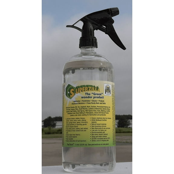 Superzilla - Powerful All-Purpose Cleaner and Lubricator – “The Green Wonder Product” – 1-Liter Spray Bottle