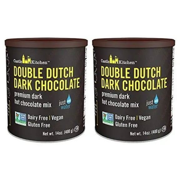 Castle Kitchen Double Decadent Dark Chocolate - Winter Favorite - Dairy-Free, Vegan Premium Hot Chocolate Mix - Just Add Water (Pack of 2)