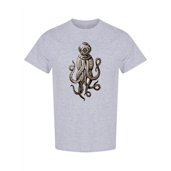 Octopus And Diving Helmet T-Shirt Men -Image by Shutterstock, Male x-Large