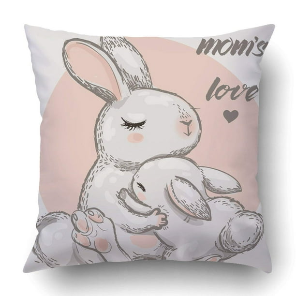 Download Bpbop Rabbit Cute Hares Mom And Kid Animal Baby Mother Happy Cartoon Bunny Beauty Pillowcase Cover Cushion 18x18 Inch Walmart Com Walmart Com