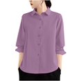 thumbnail image 3 of Sudaderas con capucha cómodas,Camisa informal de manga larga y cuello redondo para mujer, mezcla de poliéster y elastano, blusa holgada para usar en casa, sopatenor, 3 of 8