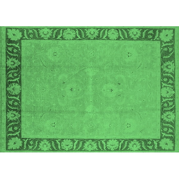 Ahgly Company Indoor Rectangle Oriental Emerald Green Industrial Area Rugs, 5' x 8'