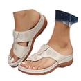 thumbnail image 3 of Slippers for Women,Slippers With Toe Post Design For Everyday Comfort Casual Style Ideal Perfectly Paired With Relaxed Attire,Womens Slippers,White,5.5, 3 of 9