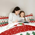thumbnail image 4 of Homewish Vintage Xmas Tree Twin Bedding Sets 7-Piece, Tribal Western Christmas Bedding Comforter Set, Green Red Santa Claus Socks Reversible Sheet Sets, Lightweight Room Decor, 4 of 7