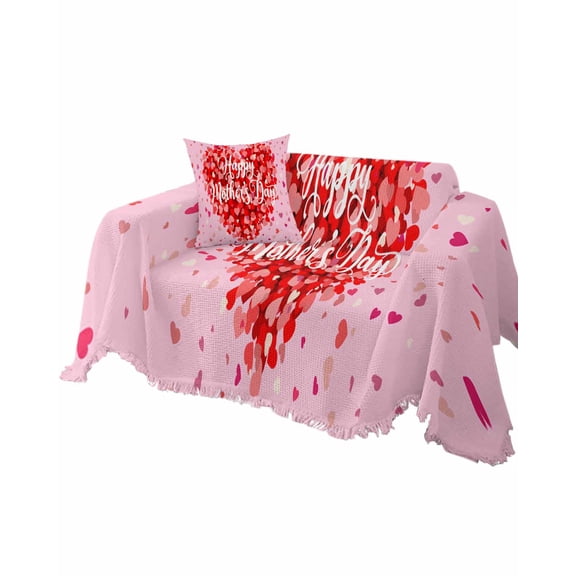 Pink Red Love Sofa Couch Covers for Dogs,Washable Sectional Couch Slipcovers for Loveseat with Tassels,Happy Mother's Day Best Mom Non Slip Sofa Throw Cover Blanket Large 71''x102''