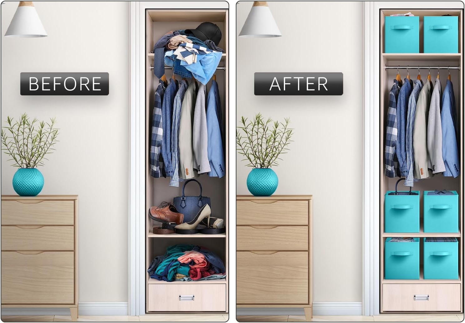 Sorbus 11" Foldable Fabric Storage Cube Bin, Beige (2 pack)