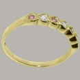 thumbnail image 4 of LBG British Made 10k Yellow Gold Ring with Natural Diamond & Pink Tourmaline Womens Eternity Ring - 33 size options - Size 4, 4 of 9