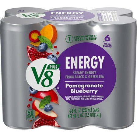 V8 +Energy Pomegranate Blueberry Juice Energy Drink  8 fl oz Can  6 Count