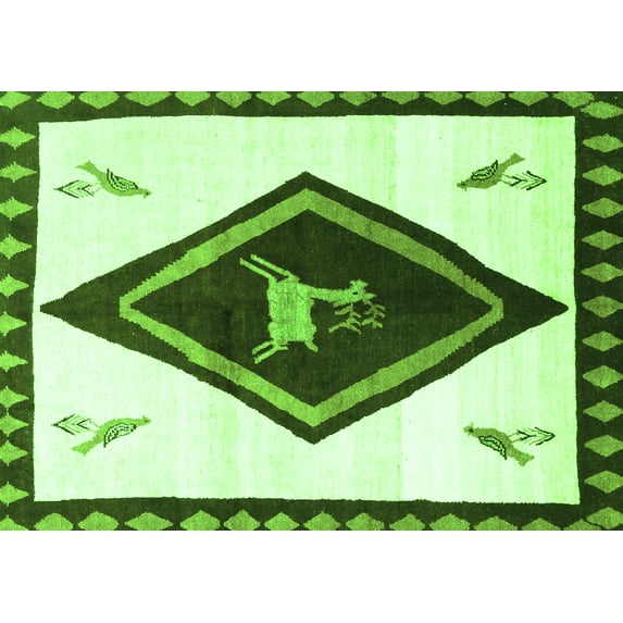 Ahgly Company Indoor Rectangle Persian Green Traditional Area Rugs, 2' x 5'
