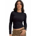 thumbnail image 2 of Womens Shirts Long Sleeve Crew Neck Ruched Stretch Basic Fitted Tee Shirts Tops, 2 of 6