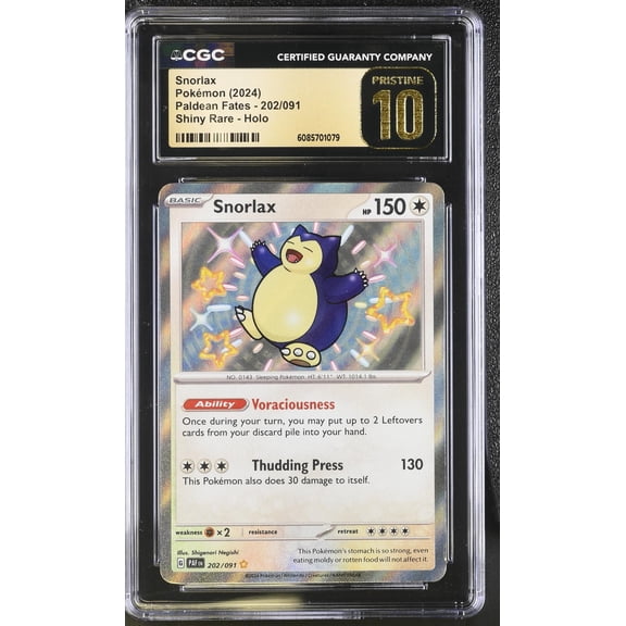 2024 Pokémon Paldean Fates Shiny Rare Snorlax #202/091 Holo CGC Pristine 10