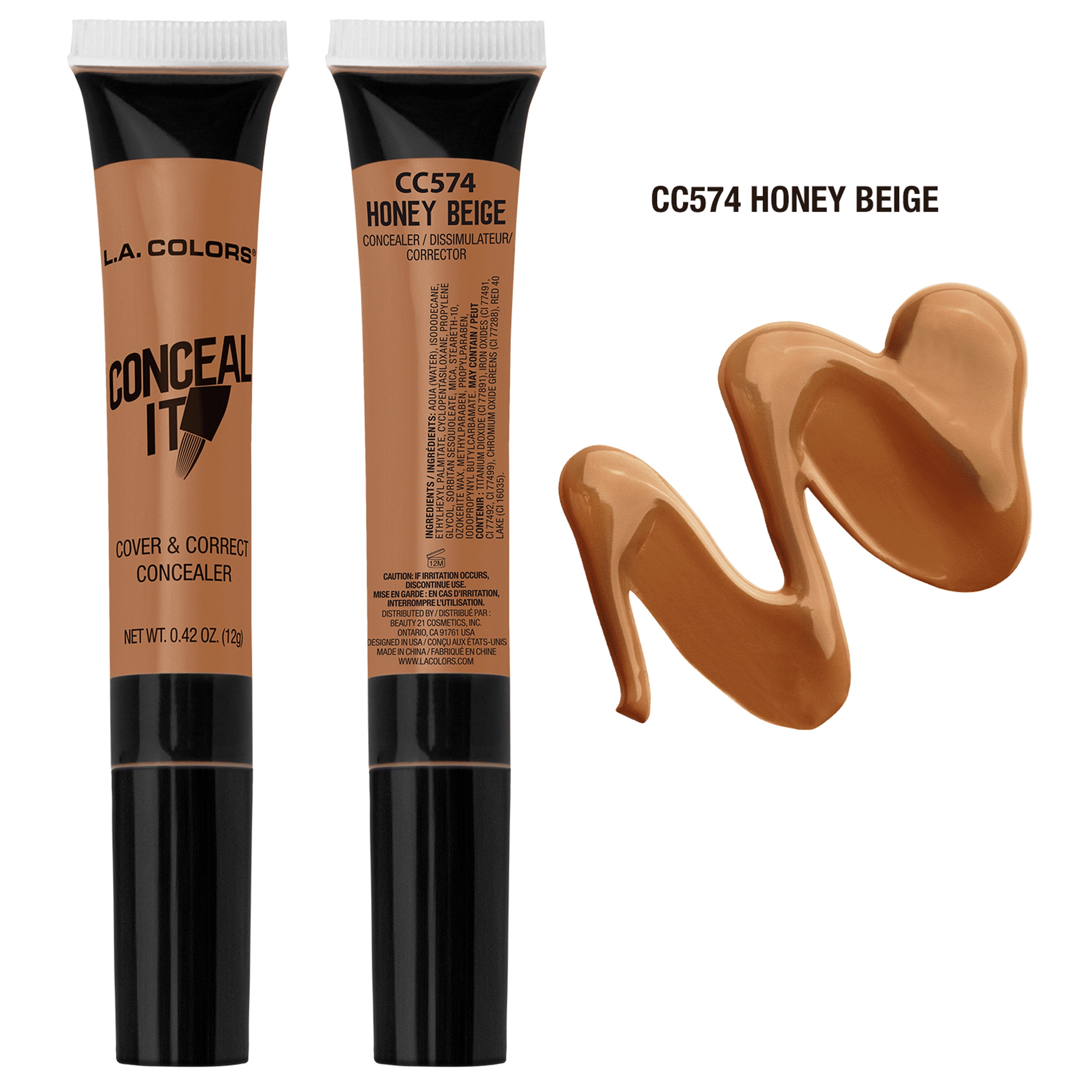 (4 pack) L.A. COLORS Concealer, Conceal It, Honey Beige, 0.42 fl oz