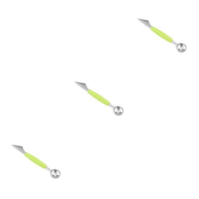 Advancent Cuchara para helado de melón de fruta de acero inoxidable de doble cabeza 2 en 1, cuchillo para tallar melón, cuchara de acero Type6 NO6