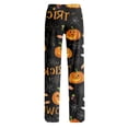 thumbnail image 3 of Women's Halloween Pajama Pants Skeleton Ghost Drawstring Horror Pajama Pants Pumpkin Witch Hat Elastic High Waist Funny Sleep Pants, L, 3 of 3