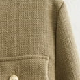 thumbnail image 5 of YYDGH Crop Tweed Blazer Jacket Women Collarless Open Front Button Down Business Work Casual Wool Jacket Coat Army Green S, 5 of 8