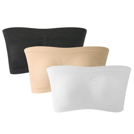 

Spdoo Women Bandeau Bra Padded Strapless Brarette Bra Seamless Bandeau Tube Top Bra 3 Pack