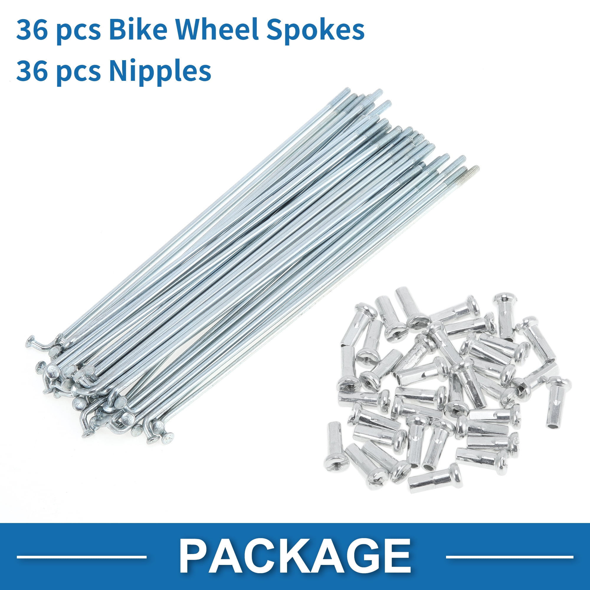 Unique Bargains 36Pcs 14G Bicycle Wheel Spokes Galvanized Carbon Steel Silver Tone 5"
