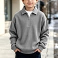 thumbnail image 2 of Tween Boys Waffle Knit Pullover Sweatshirts Kids 1/4 Zip Collared Shirts Long Sleeve Casual Fall Winter Tops Outerwear Warm Clothes, 2 of 10