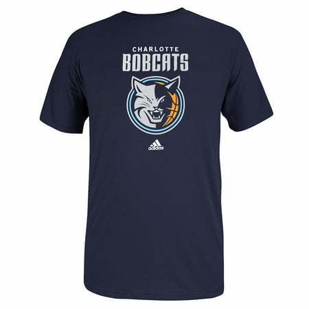 - Charlotte Bobcats NBA Adidas Men Navy Official Team Full Primary Logo Print T-Shirt