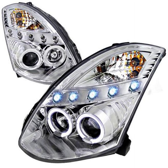 Spec-D Tuning LHP-G35032-TM Chrome Housing Projector Headlight for 03 to 05 Infiniti G35, 10 x 27 x 27 in.