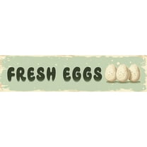 Fresh Eggs Metal Tin Sign - Vintage Farmhouse Art for Coffee Bar, Bathroom, Man Cave - Funny Wall Decor Accessories for Home, Cool Room - Road Street Garage Signs 4x16 in