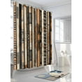 thumbnail image 3 of Retro Boho Shower Curtain, Ethnic Tribal Striped Pattern Bathroom Decor Curtains Set with Hooks, Brown Beige Waterproof Fabric Home Accessories， 72X 96 Inch Extra Long, 3 of 6