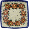 thumbnail image 2 of Polish Pottery 7¾-inch Square Bowl (Autumn Pansies Theme) Hand Painted in Boleslawiec, Poland + Certificate of Authenticity, 2 of 6