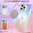 thumbnail image 3 of Compatible with iPhone 15 Pro Max Case Magnetic 【Support for MagSafe】 Bling Laser Iridescent Florescent Crystal Luxury Case Camera Protector + 2* Screen Protector Shockproof Case -Clear, 3 of 12
