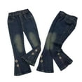 thumbnail image 2 of Chbgutlmr Girls Flared Jeans Elastic Waist Denim Pants Casual Fitted Bell Bottoms Kids Toddler Clothes, 2 of 2